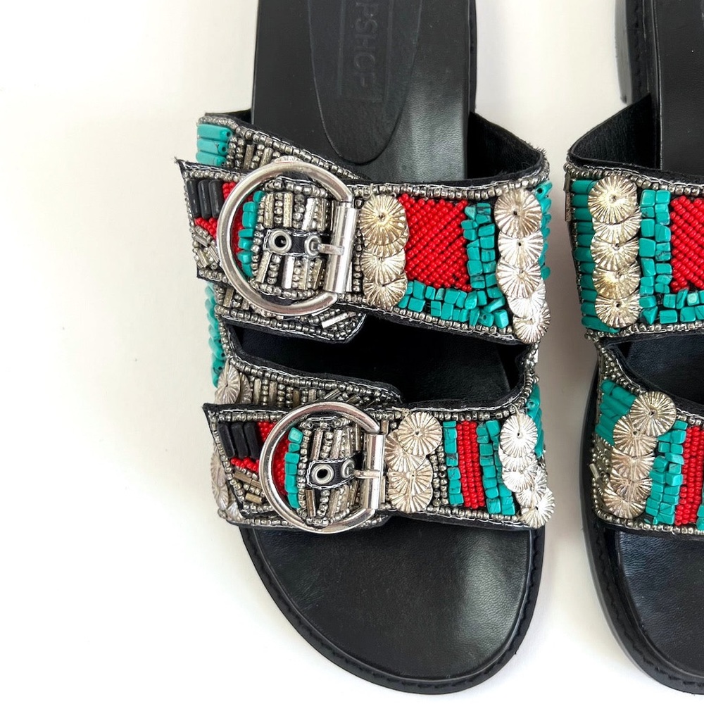 Top Shop Embellished Leather Slides Size US 8/ EUR 39
